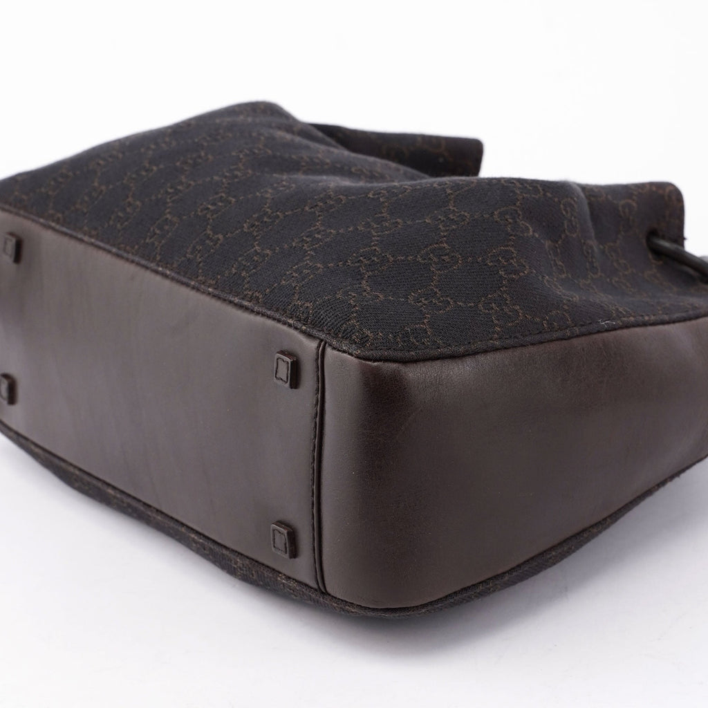 Brown GG Canvas Leather Tote Bag