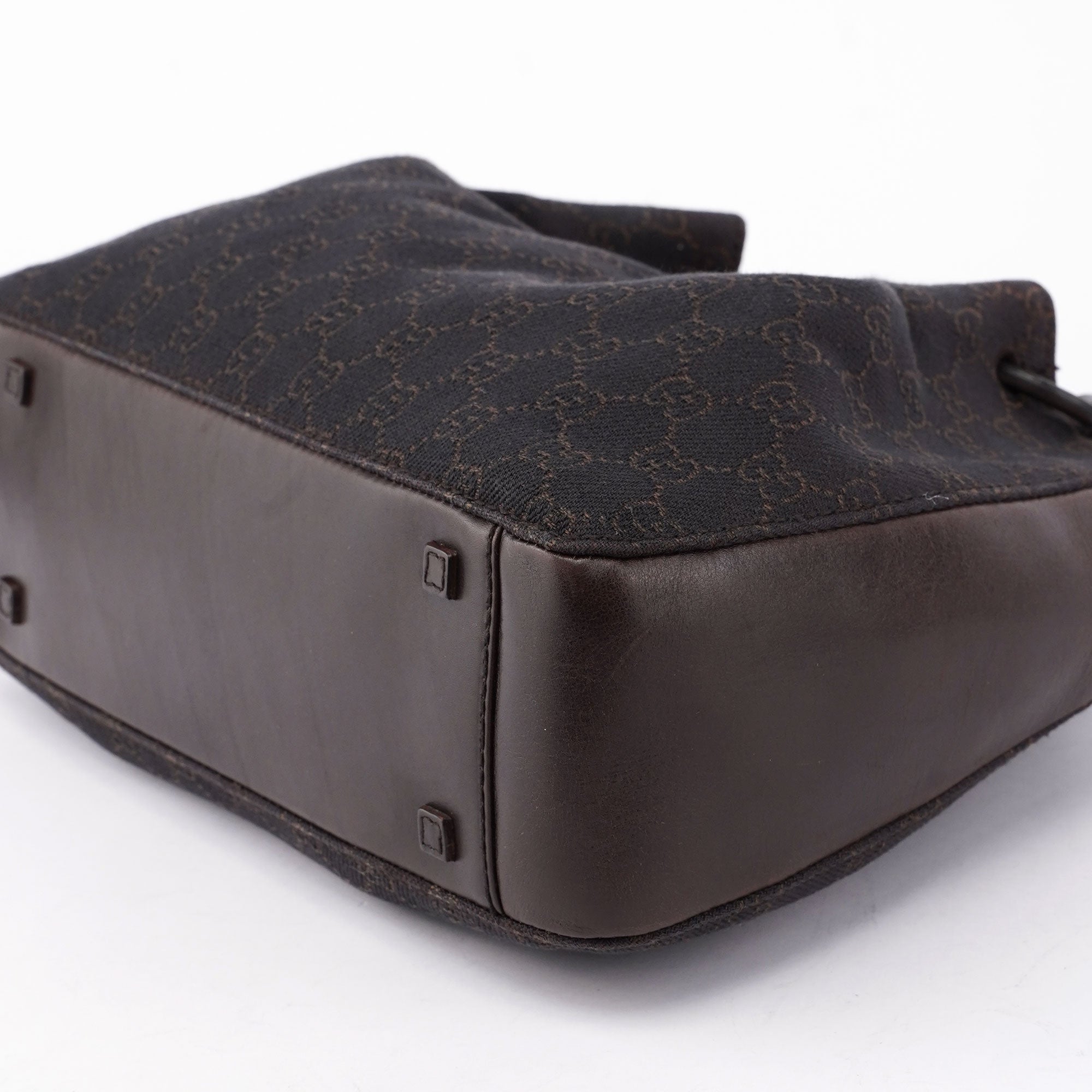 Brown GG Canvas Leather Tote Bag