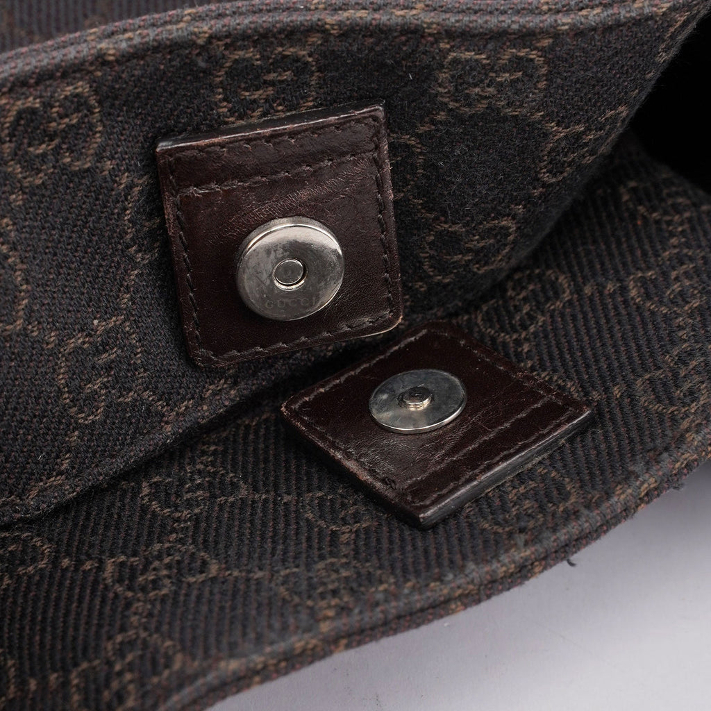 Brown GG Canvas Leather Tote Bag