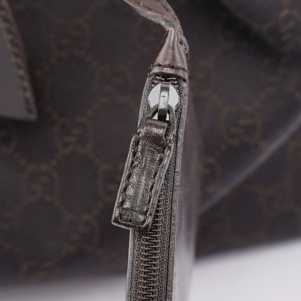 Brown GG Canvas Leather Tote Bag