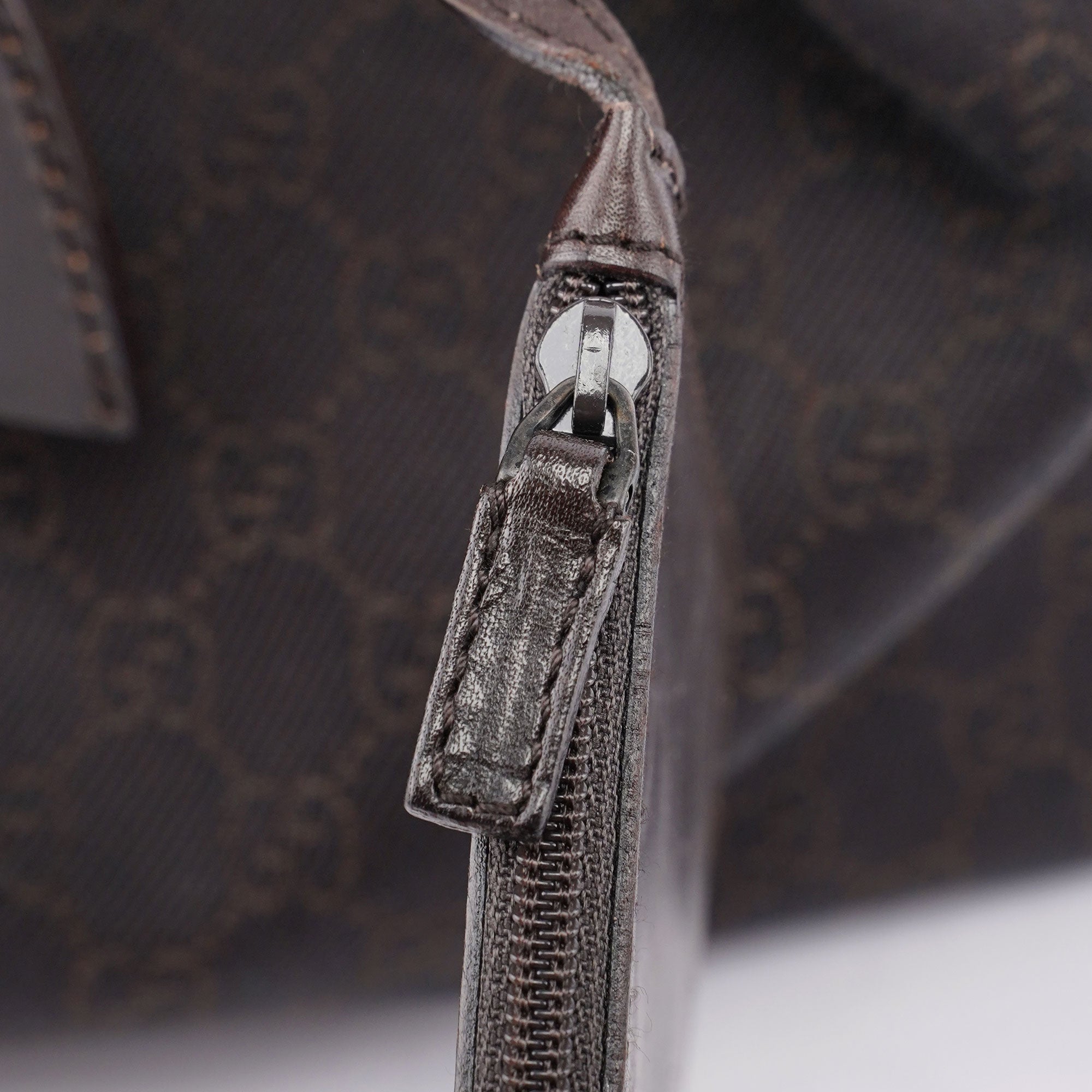 Brown GG Canvas Leather Tote Bag