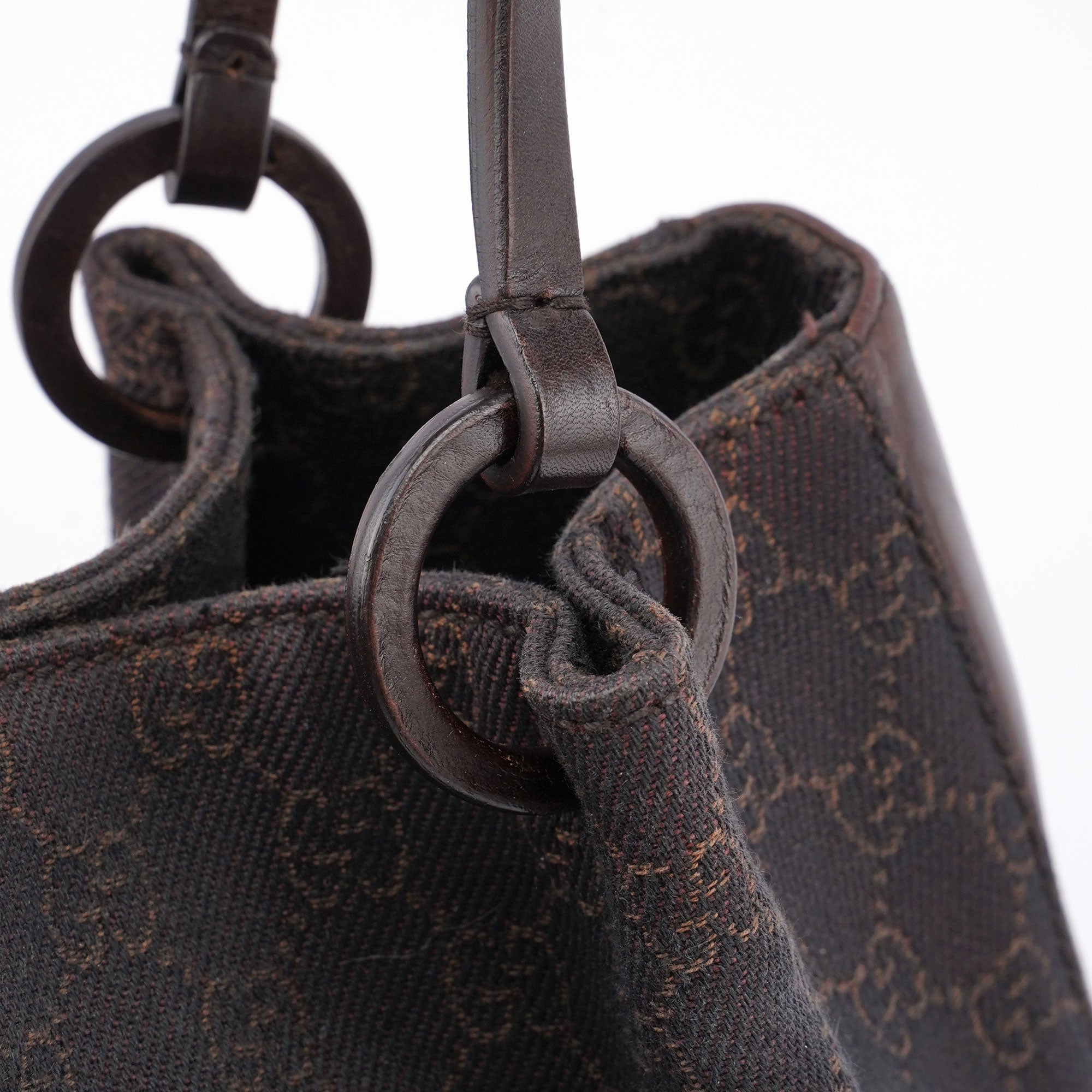 Brown GG Canvas Leather Tote Bag