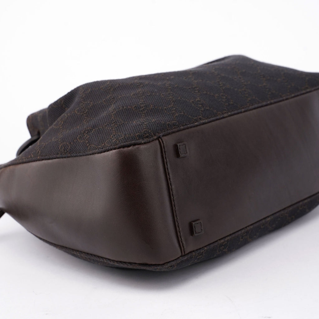 Brown GG Canvas Leather Tote Bag