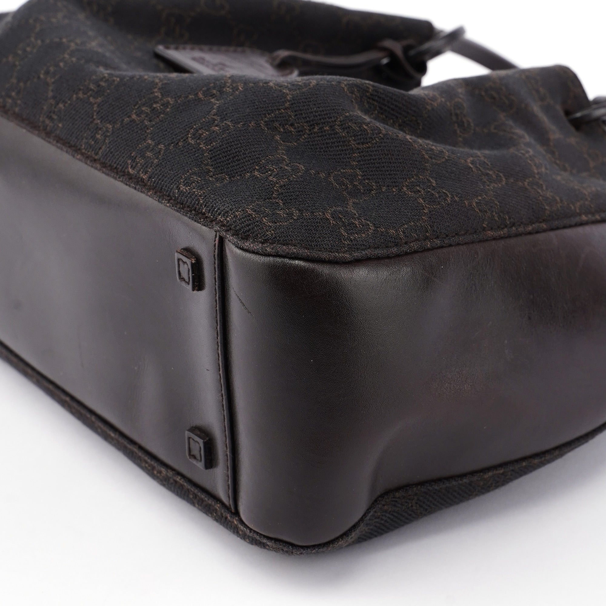 Brown GG Canvas Leather Tote Bag