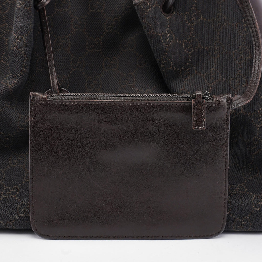 Brown GG Canvas Leather Tote Bag