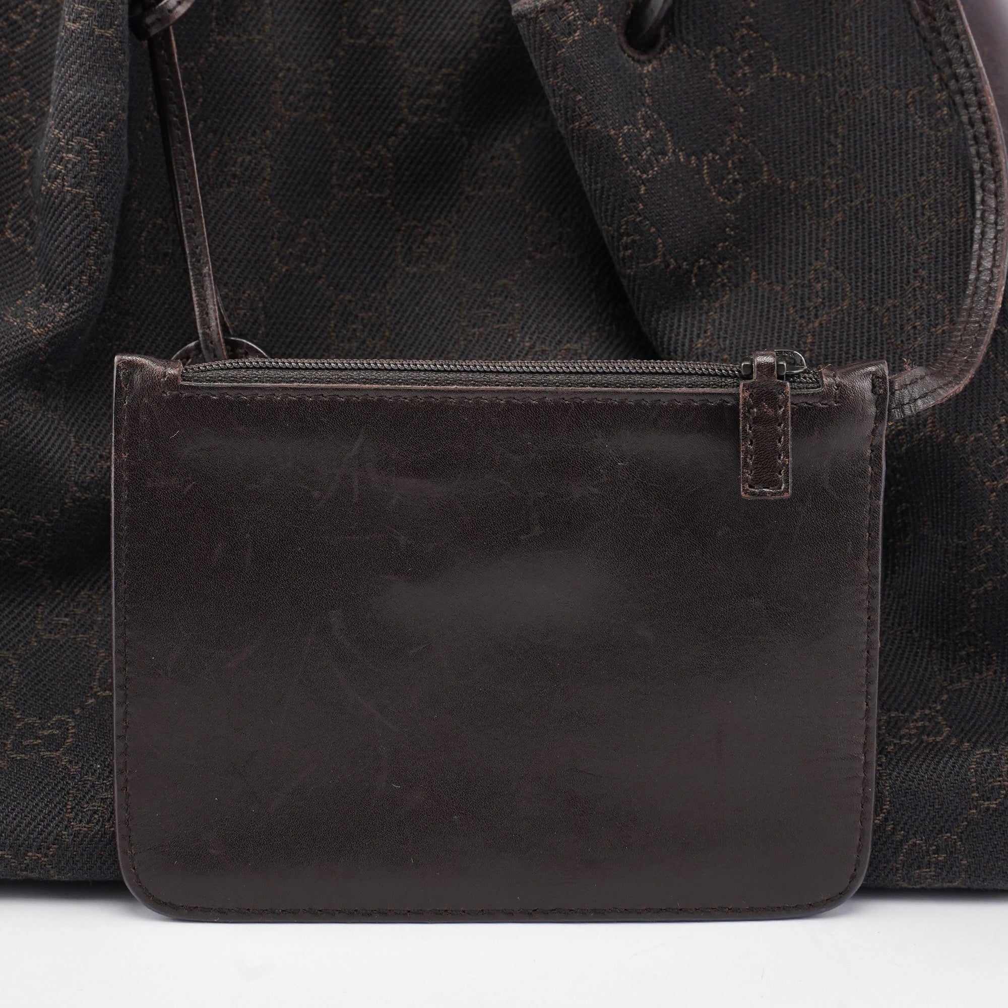 Brown GG Canvas Leather Tote Bag