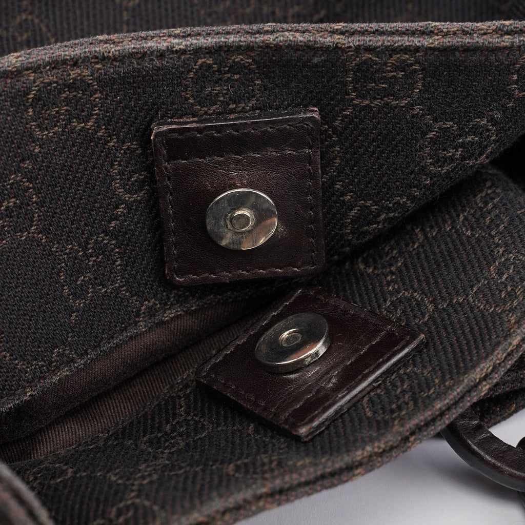 Brown GG Canvas Leather Tote Bag