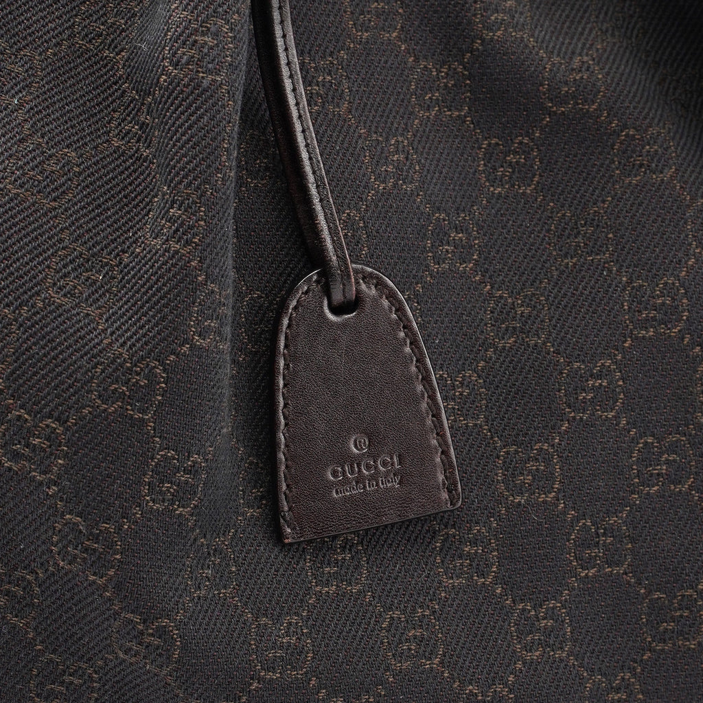 Brown GG Canvas Leather Tote Bag