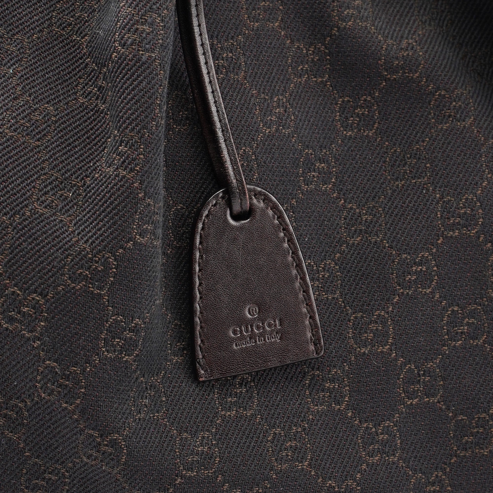 Brown GG Canvas Leather Tote Bag
