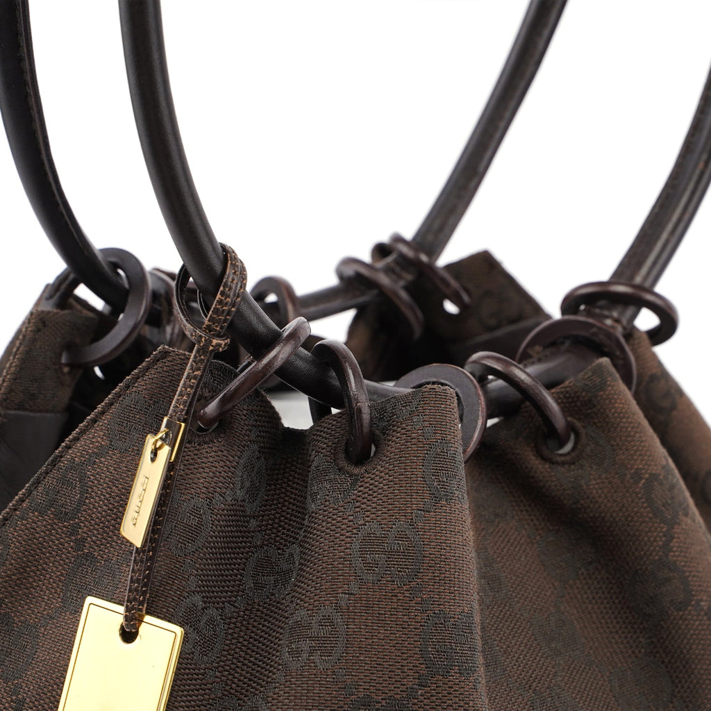 Brown GG Drawstring Shoulder Bag