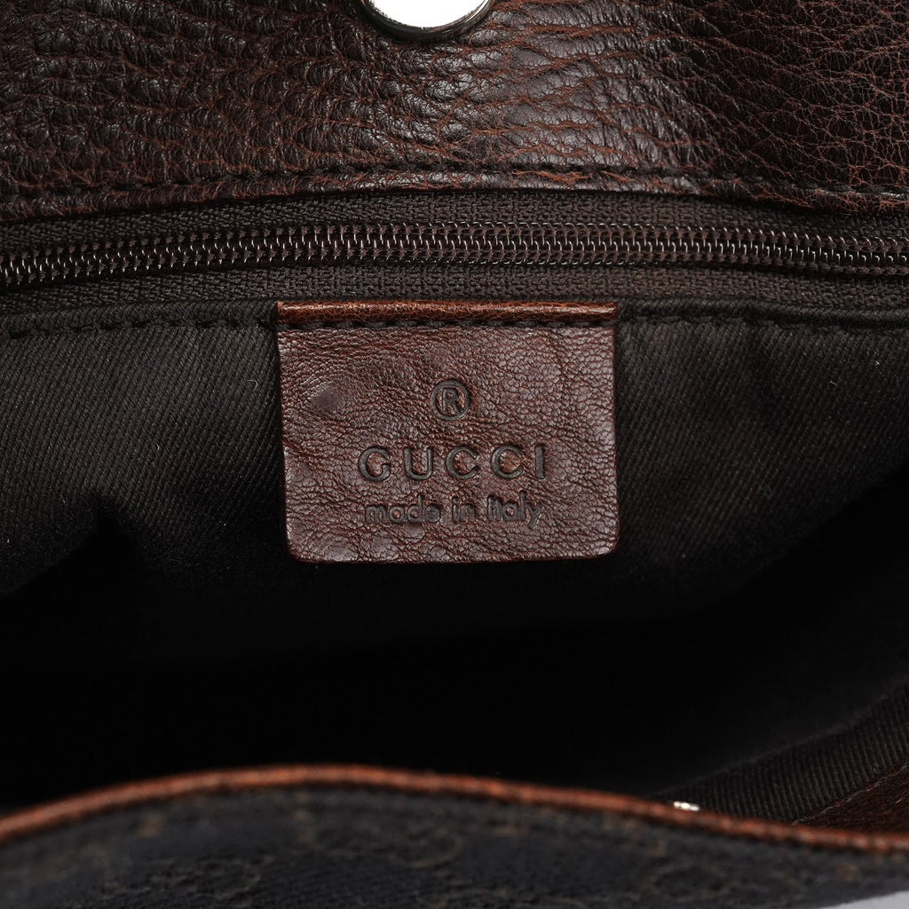 Brown GG Horsebit Leather Tote Bag