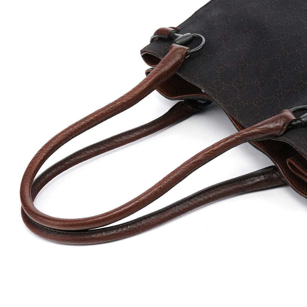 Brown GG Horsebit Leather Tote Bag