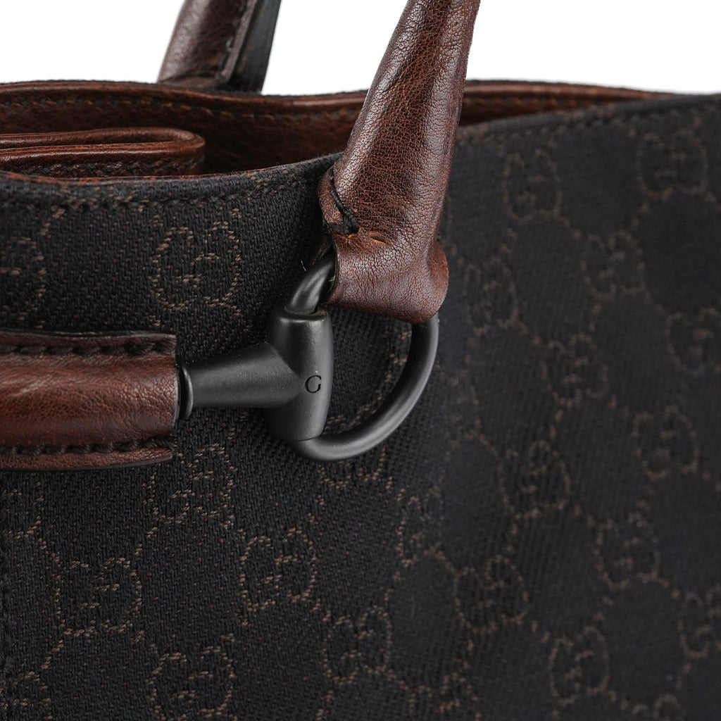 Brown GG Horsebit Leather Tote Bag