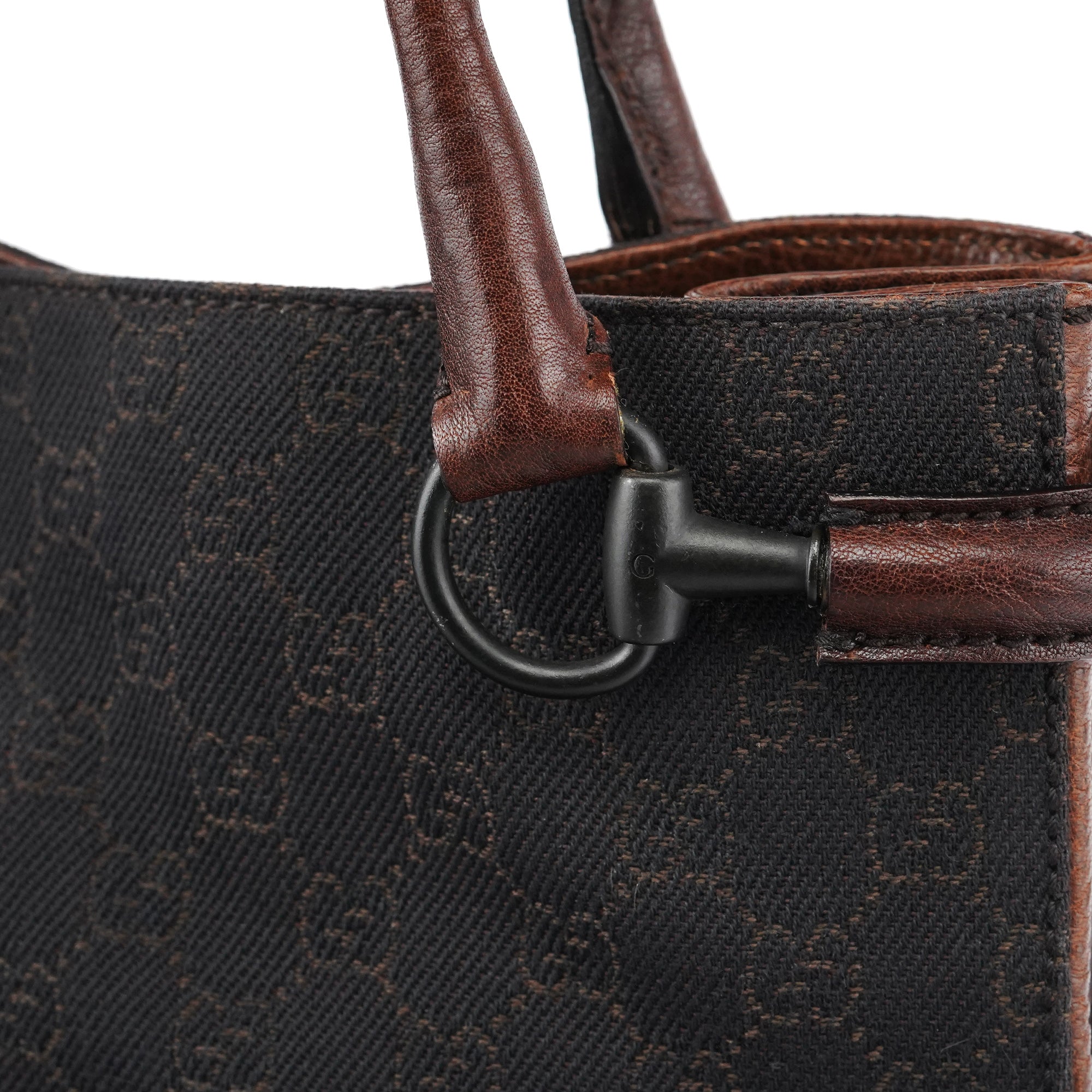 Brown GG Horsebit Leather Tote Bag