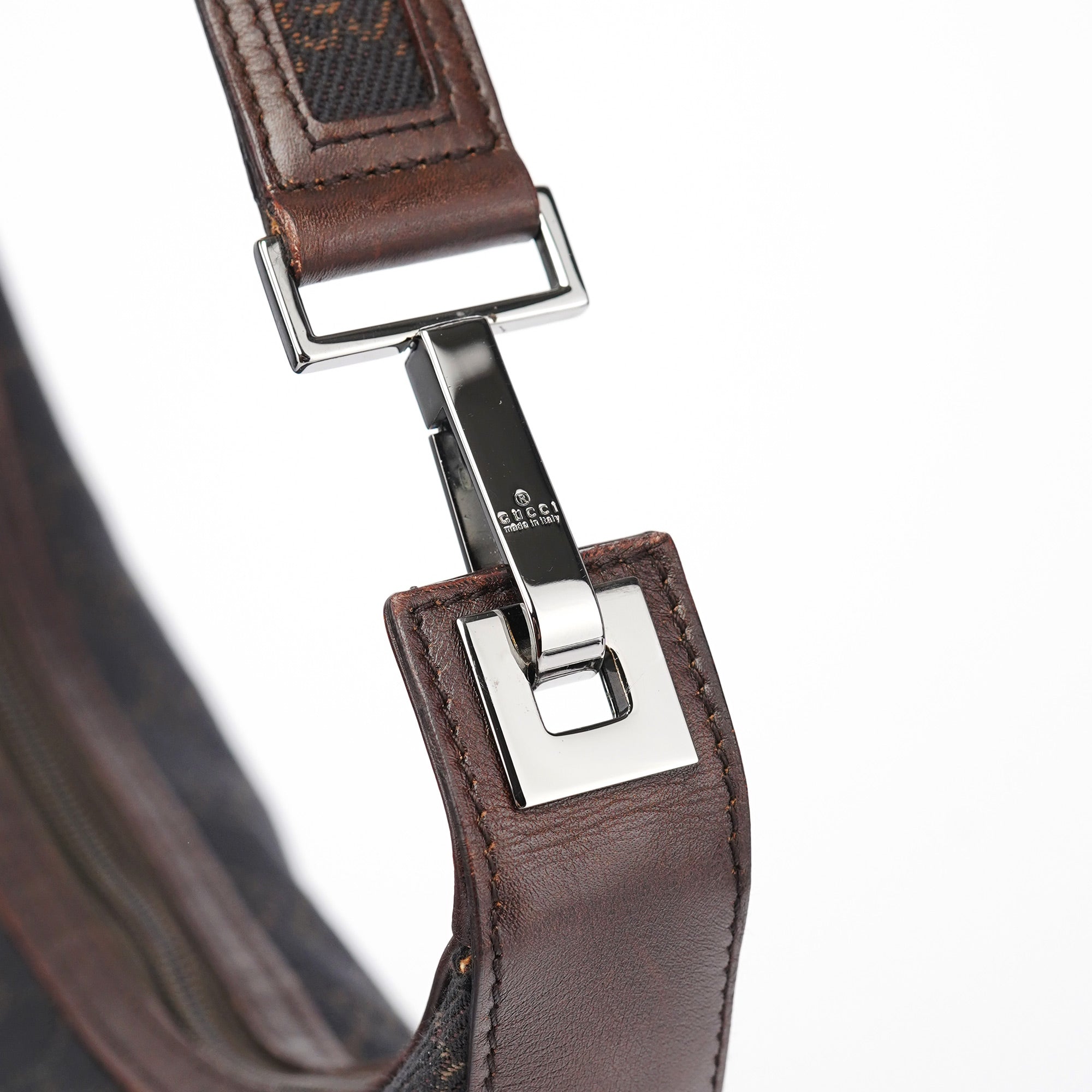 Brown GG Leather Hobo Shoulder Bag