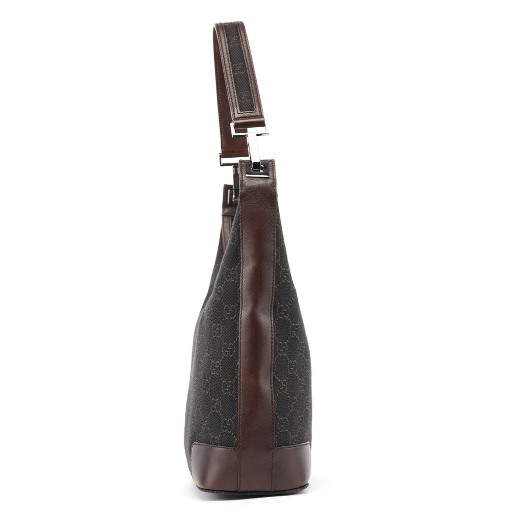 Brown GG Leather Hobo Shoulder Bag
