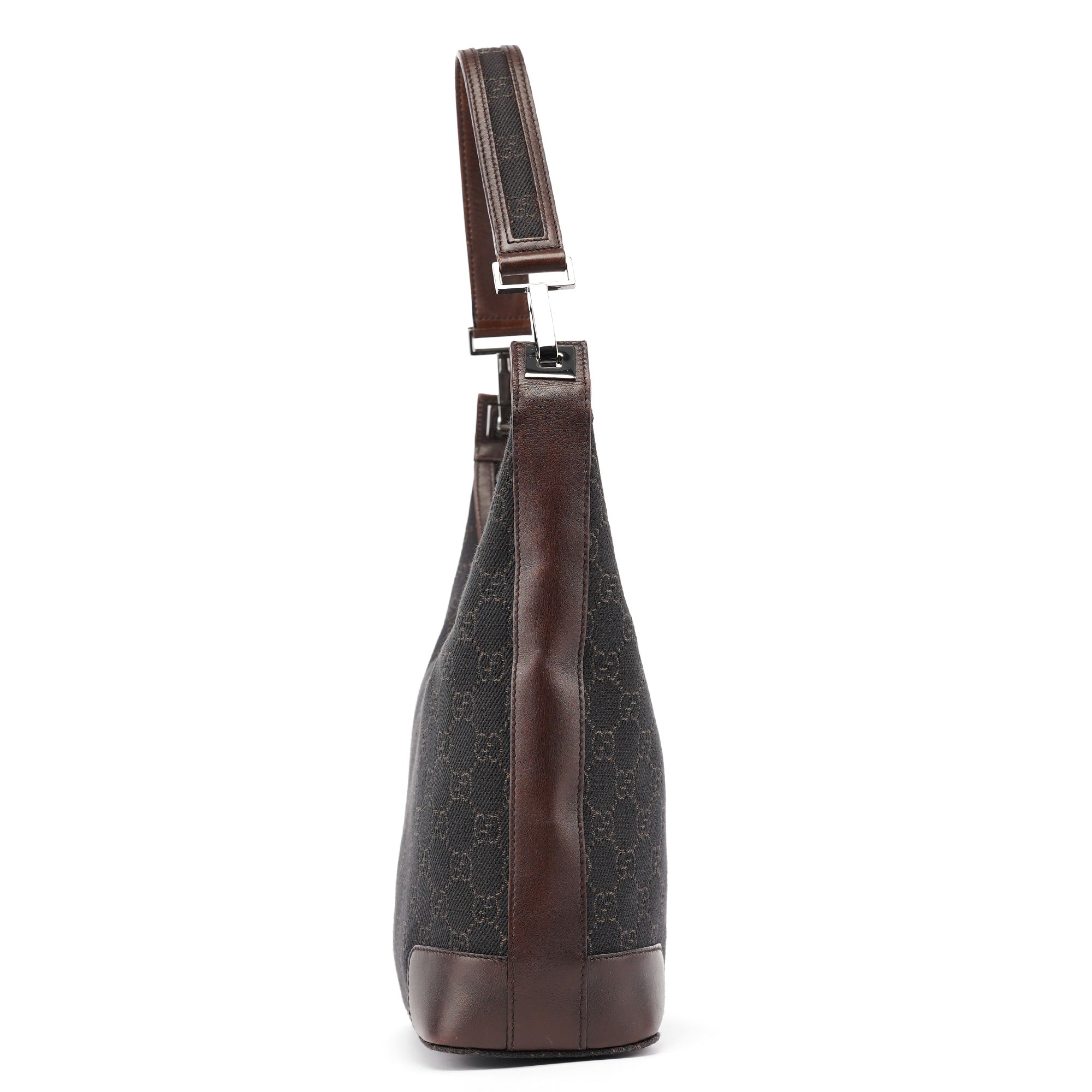 Brown GG Leather Hobo Shoulder Bag