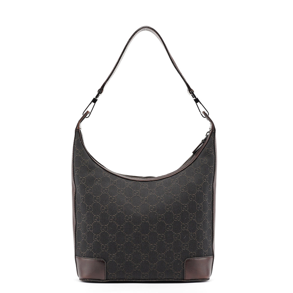 Brown GG Leather Hobo Shoulder Bag