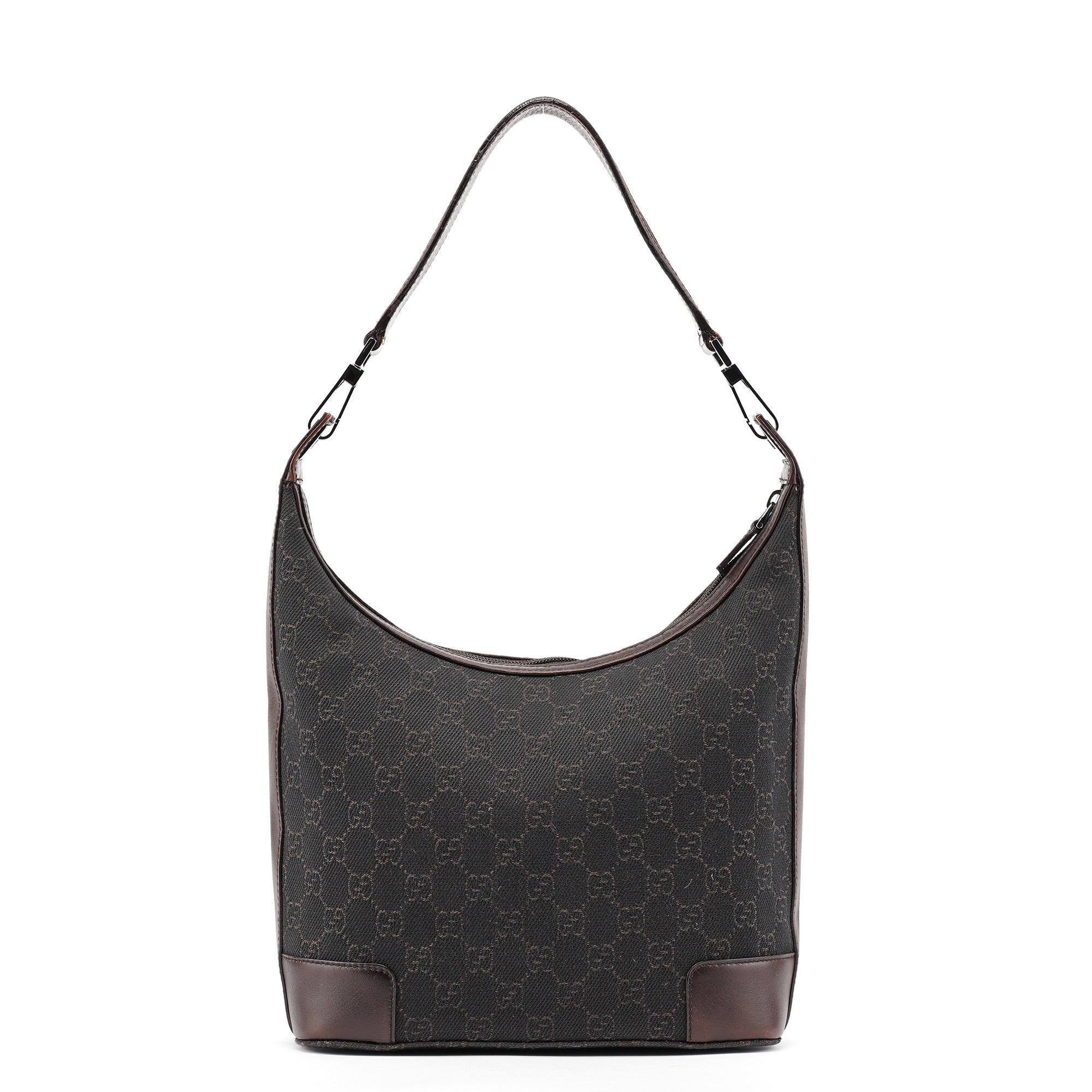 Brown GG Leather Hobo Shoulder Bag