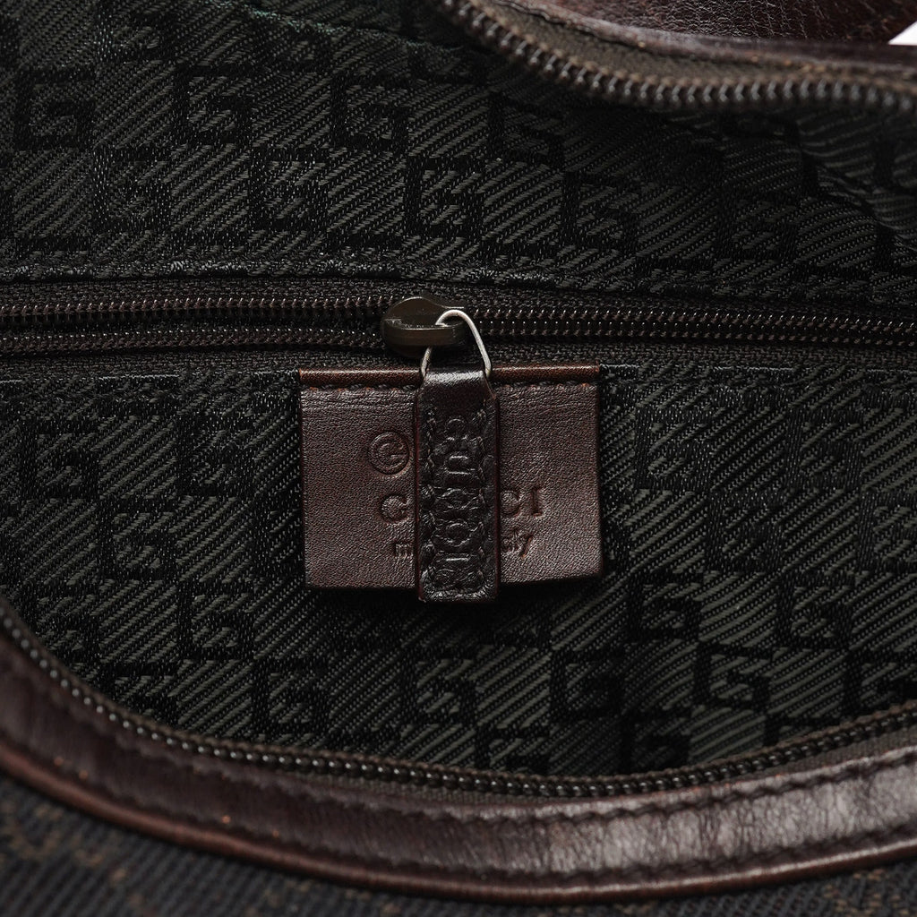 Brown GG Leather Hobo Shoulder Bag