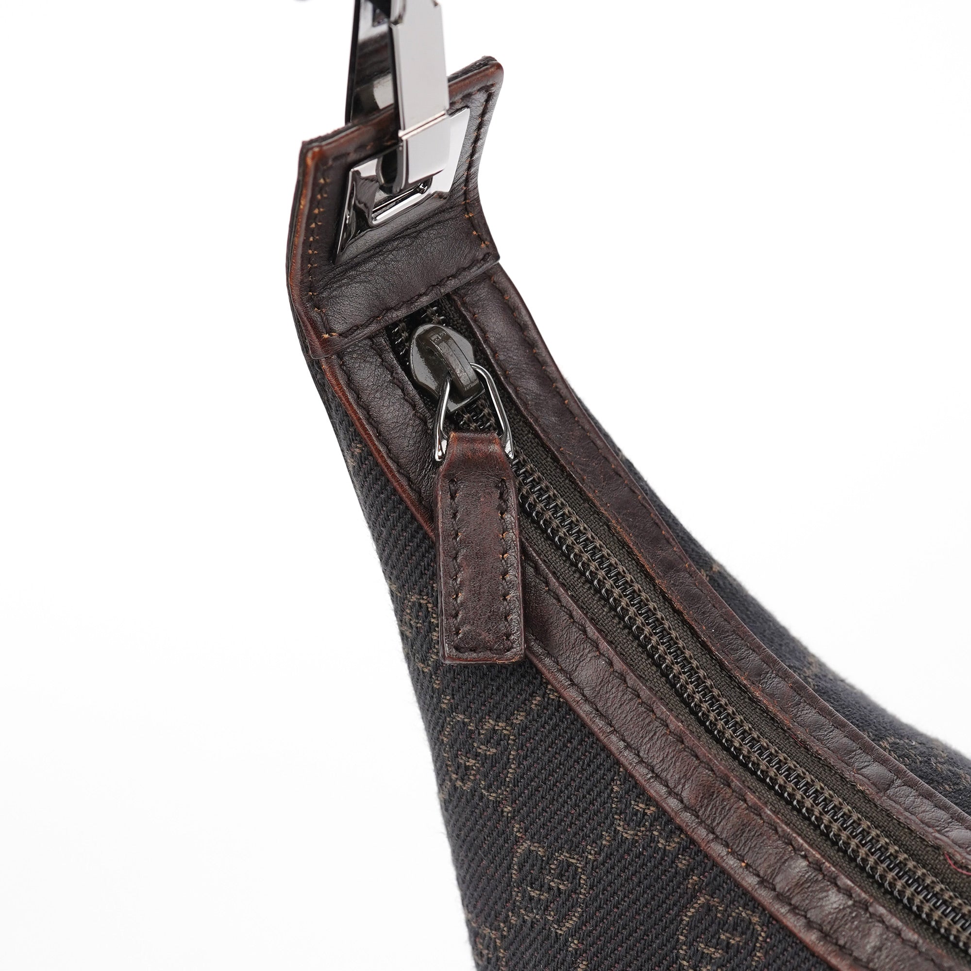 Brown GG Leather Hobo Shoulder Bag