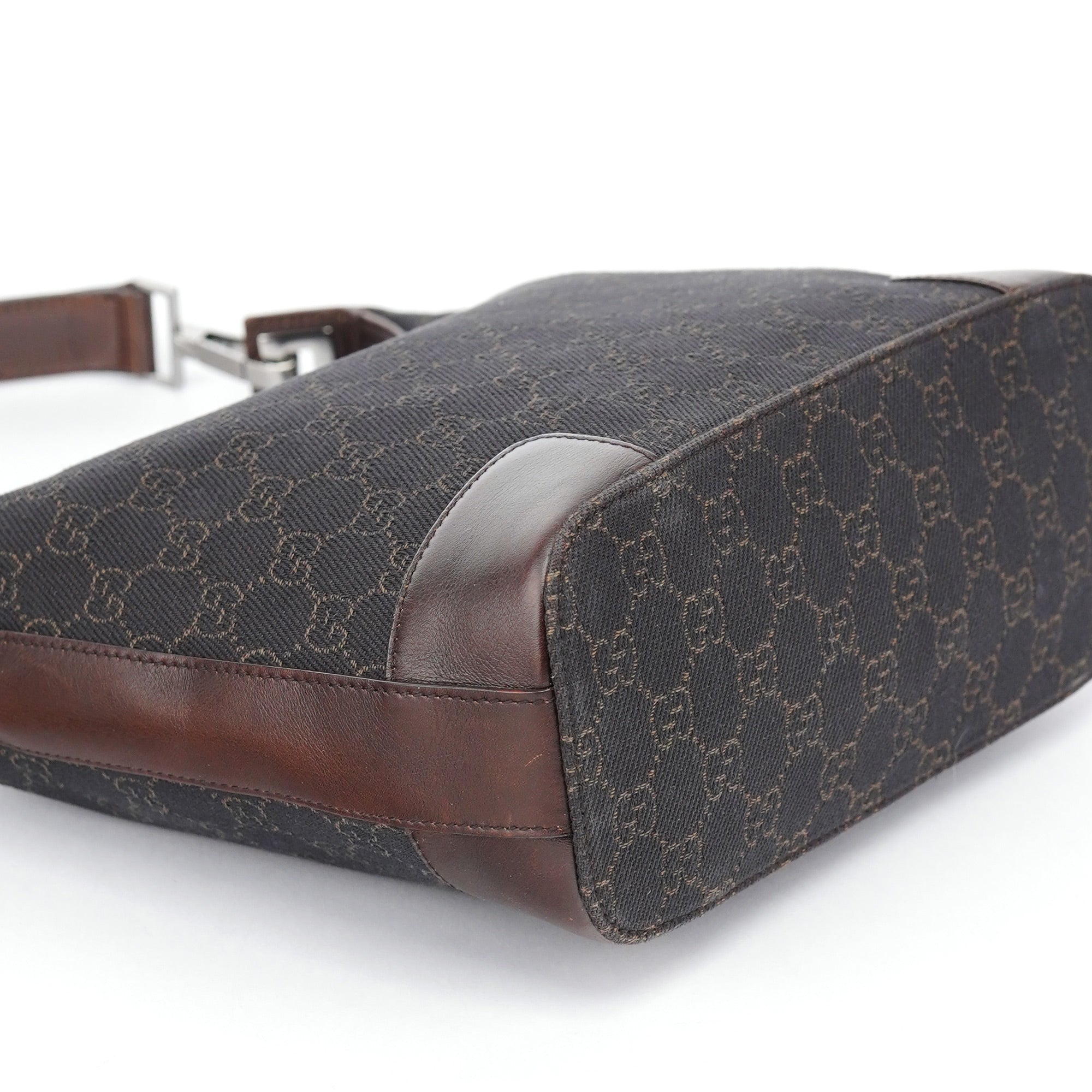 Brown GG Leather Hobo Shoulder Bag