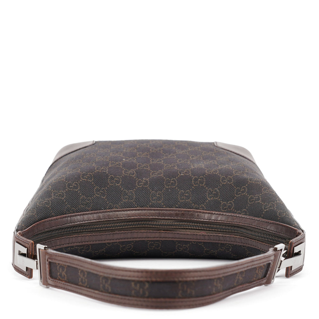 Brown GG Leather Hobo Shoulder Bag