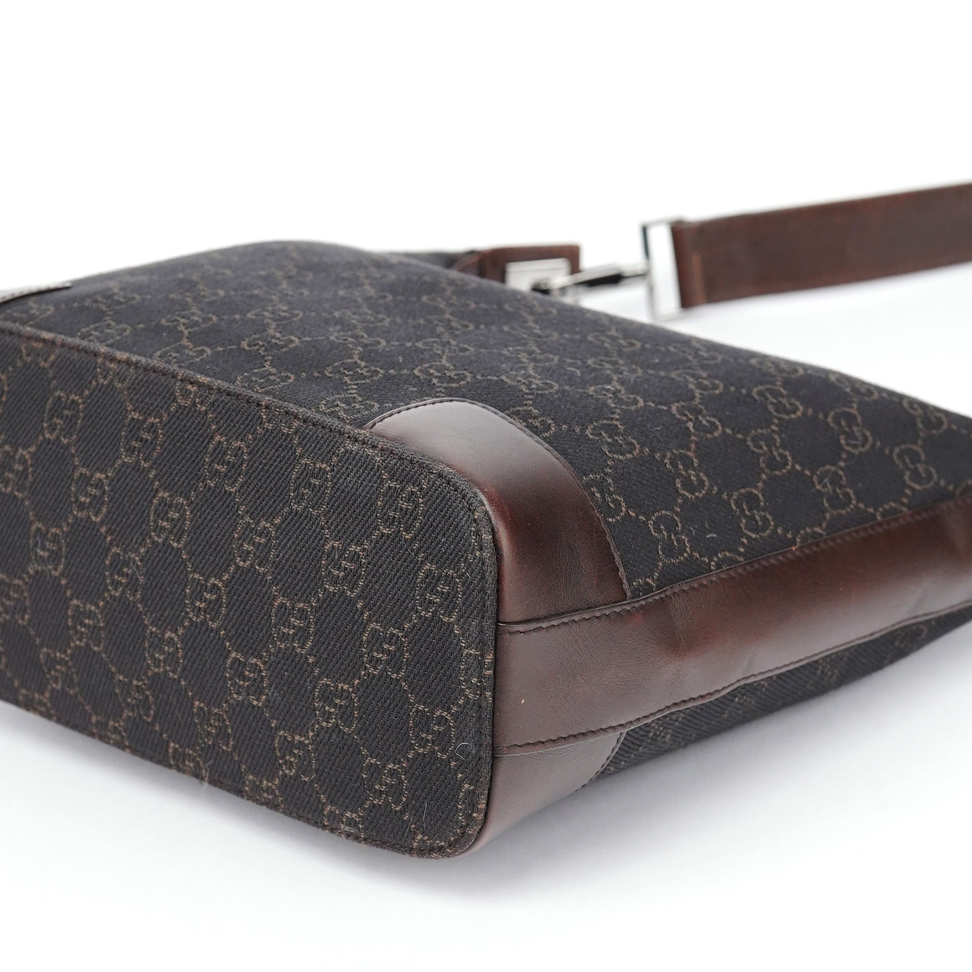 Brown GG Leather Hobo Shoulder Bag