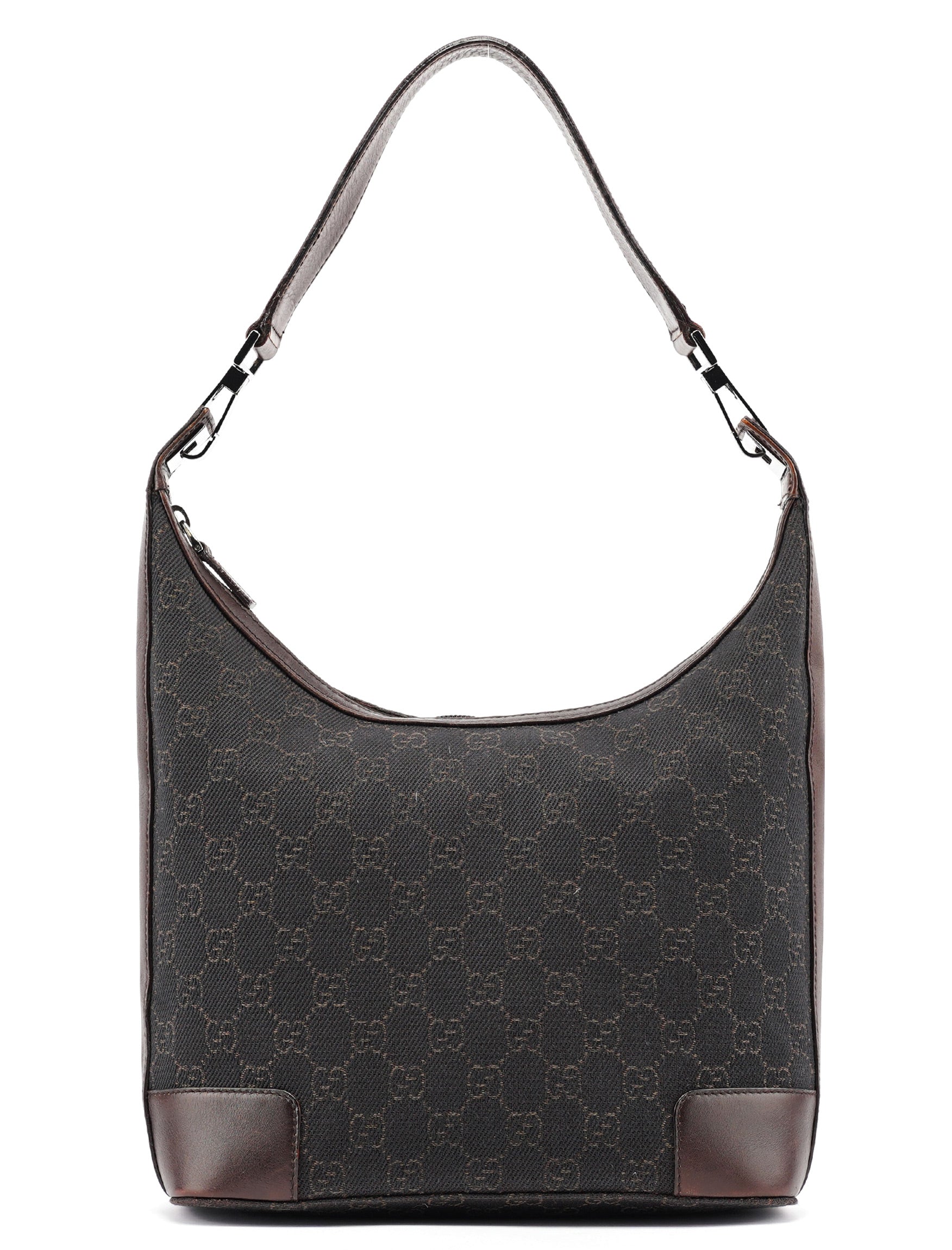 Brown GG Leather Hobo Shoulder Bag