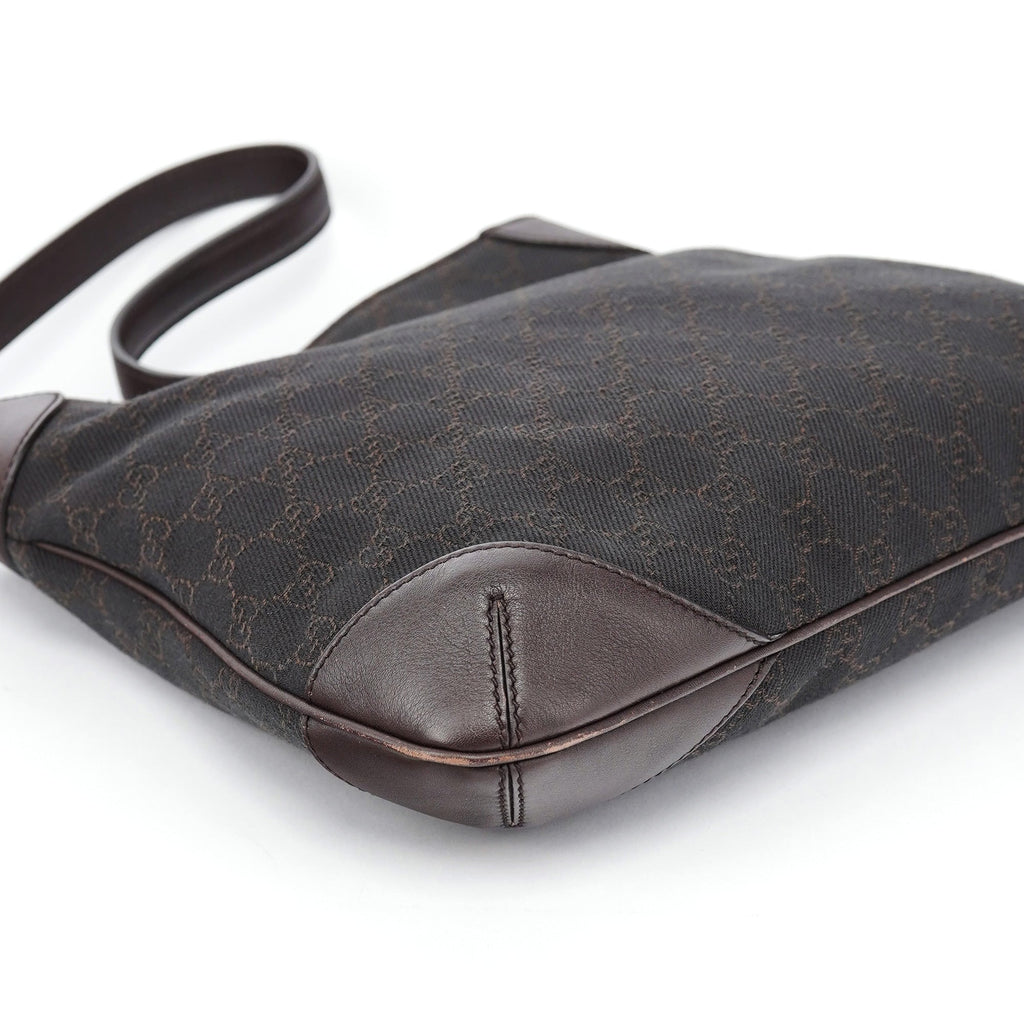 Brown GG Leather Shoulder Bag