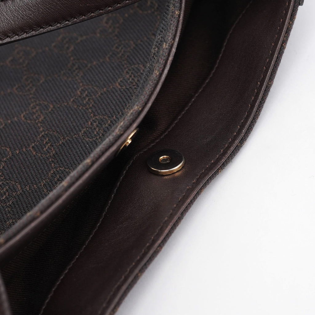 Brown GG Leather Shoulder Bag