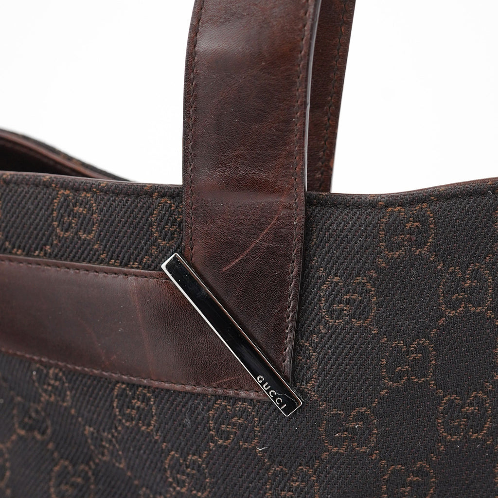 Brown GG Leather Tote Bag