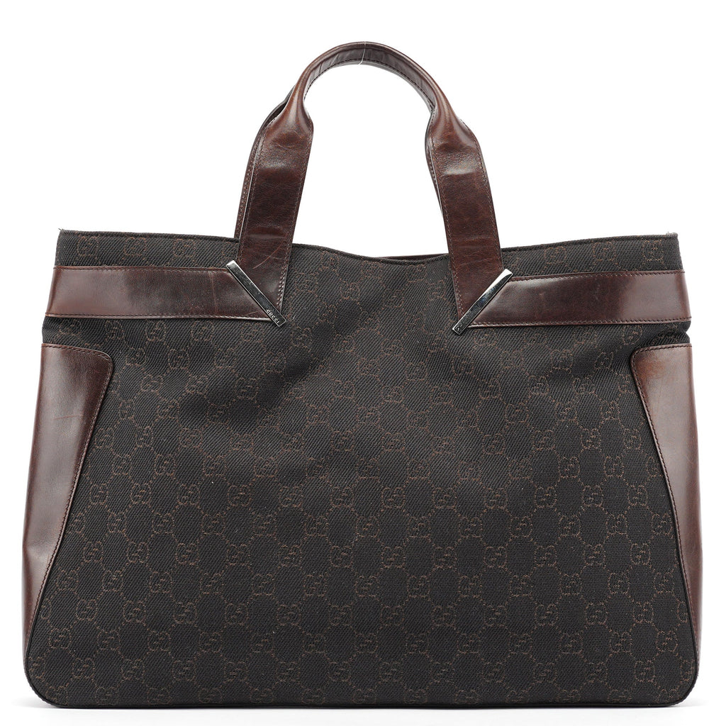 Brown GG Leather Tote Bag