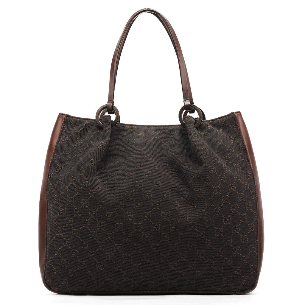 Brown GG Leather Tote Bag