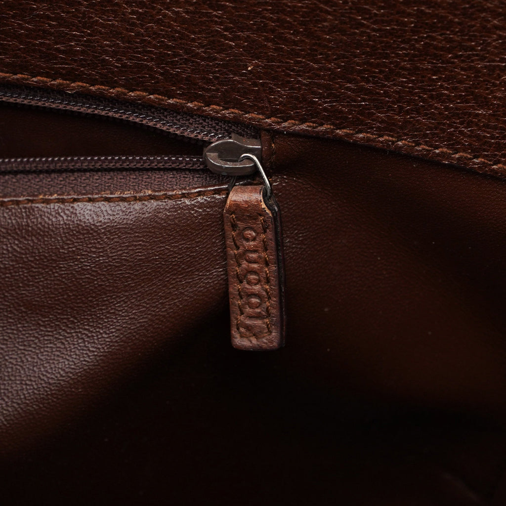 Brown Leather Bamboo 2-Way Tote