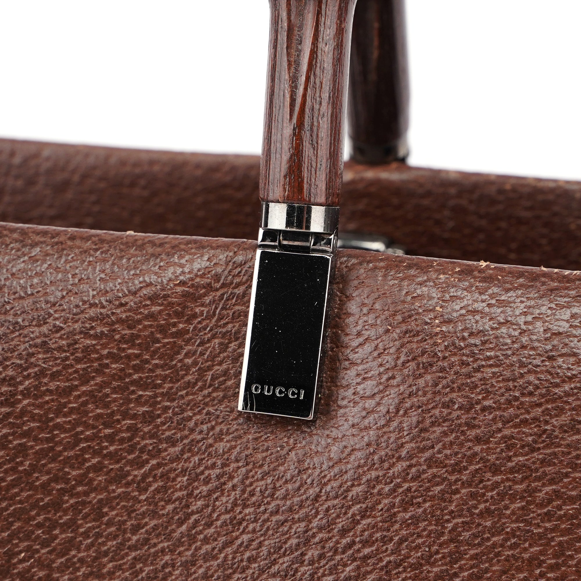 Brown Leather Bamboo 2-Way Tote