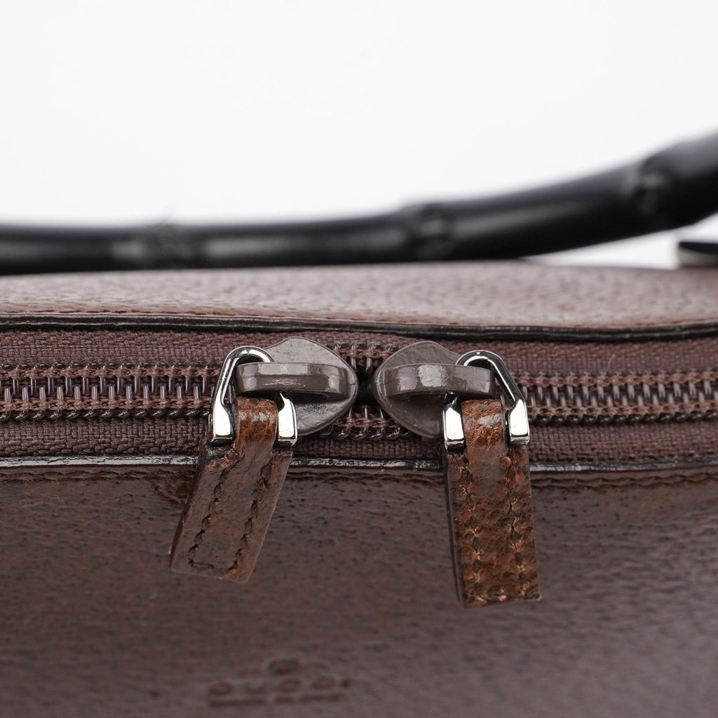 Brown Leather Bamboo 2-Way Tote