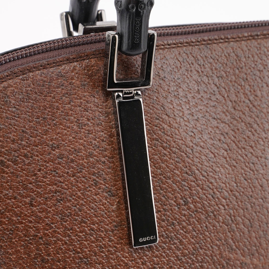 Brown Leather Bamboo 2-Way Tote