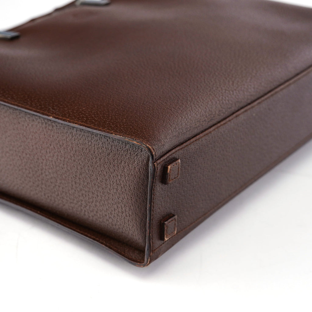 Brown Leather Bamboo 2-Way Tote Bag