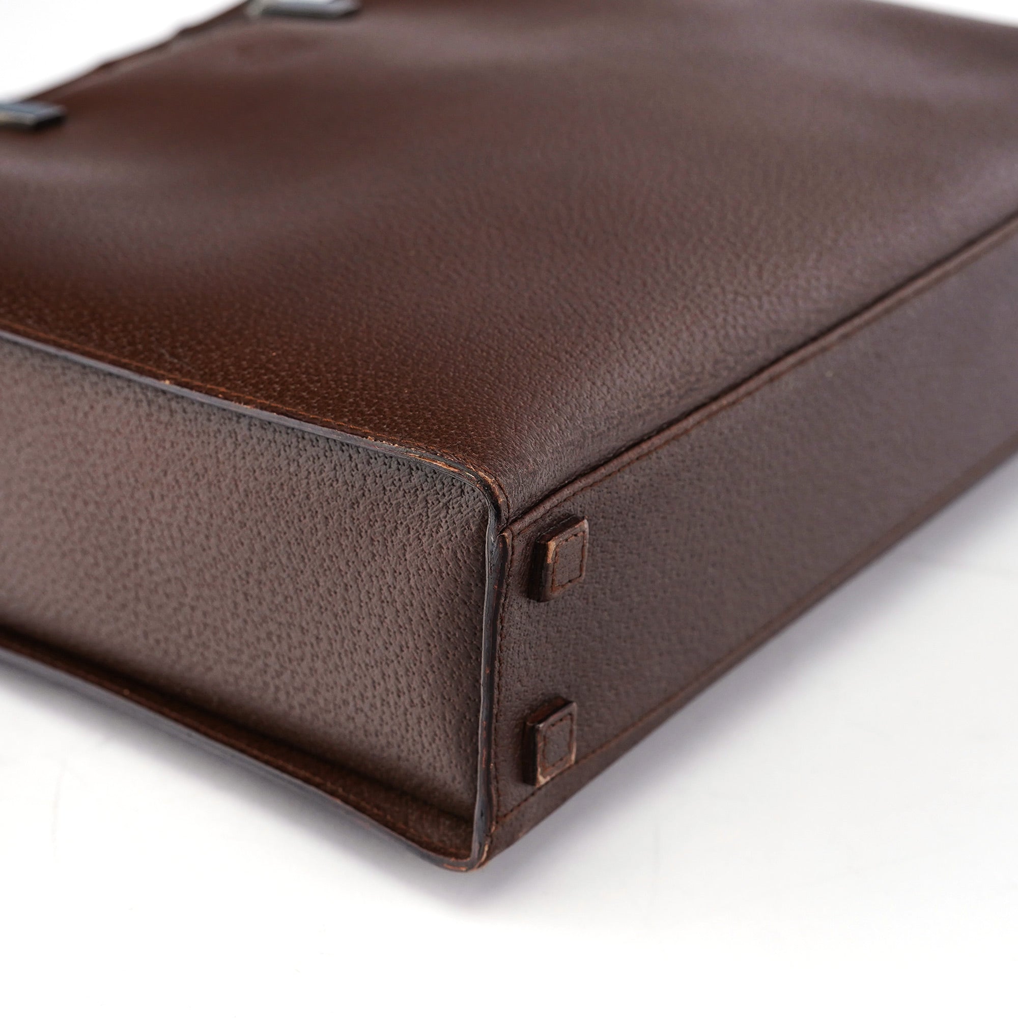 Brown Leather Bamboo 2-Way Tote Bag