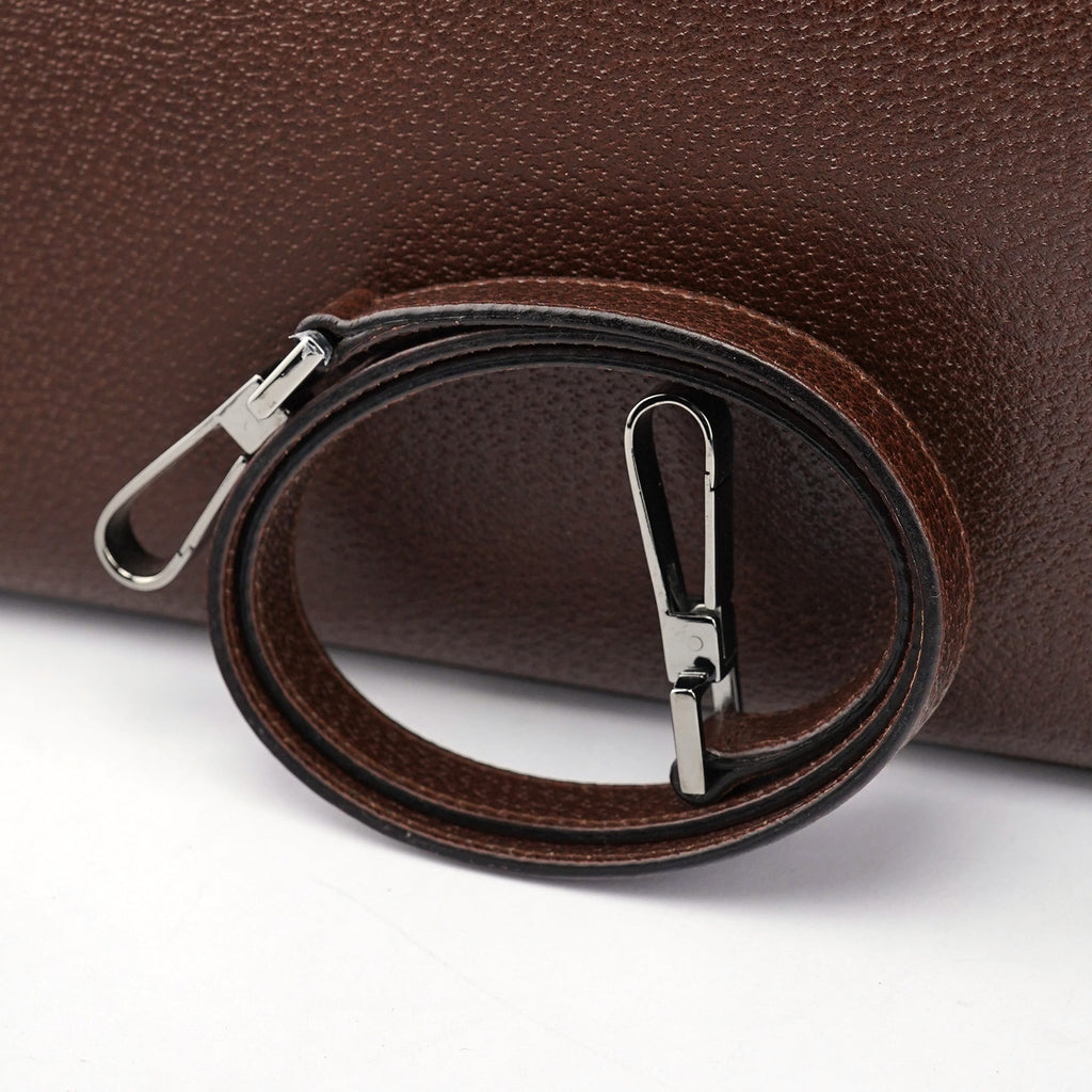 Brown Leather Bamboo 2-Way Tote Bag