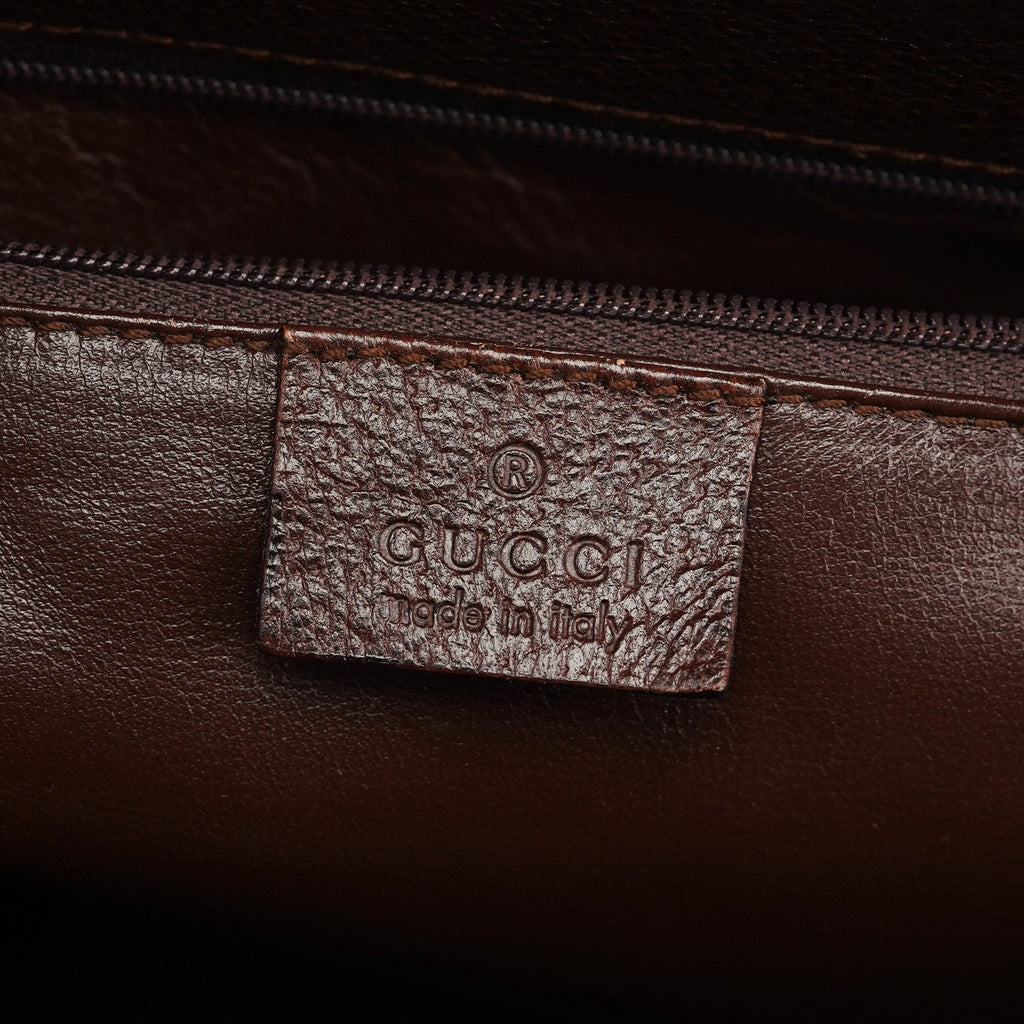 Brown Leather Bamboo 2-Way Tote Bag