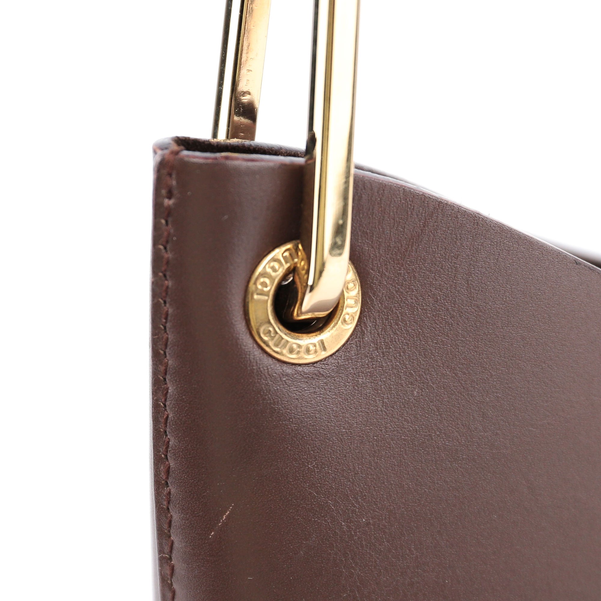 Brown Leather Bamboo Hobo Bag