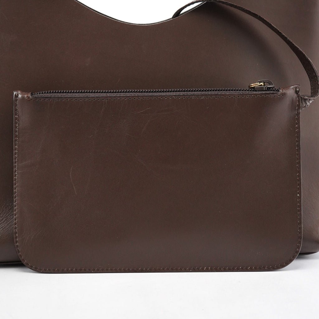 Brown Leather Bamboo Shoulder Bag