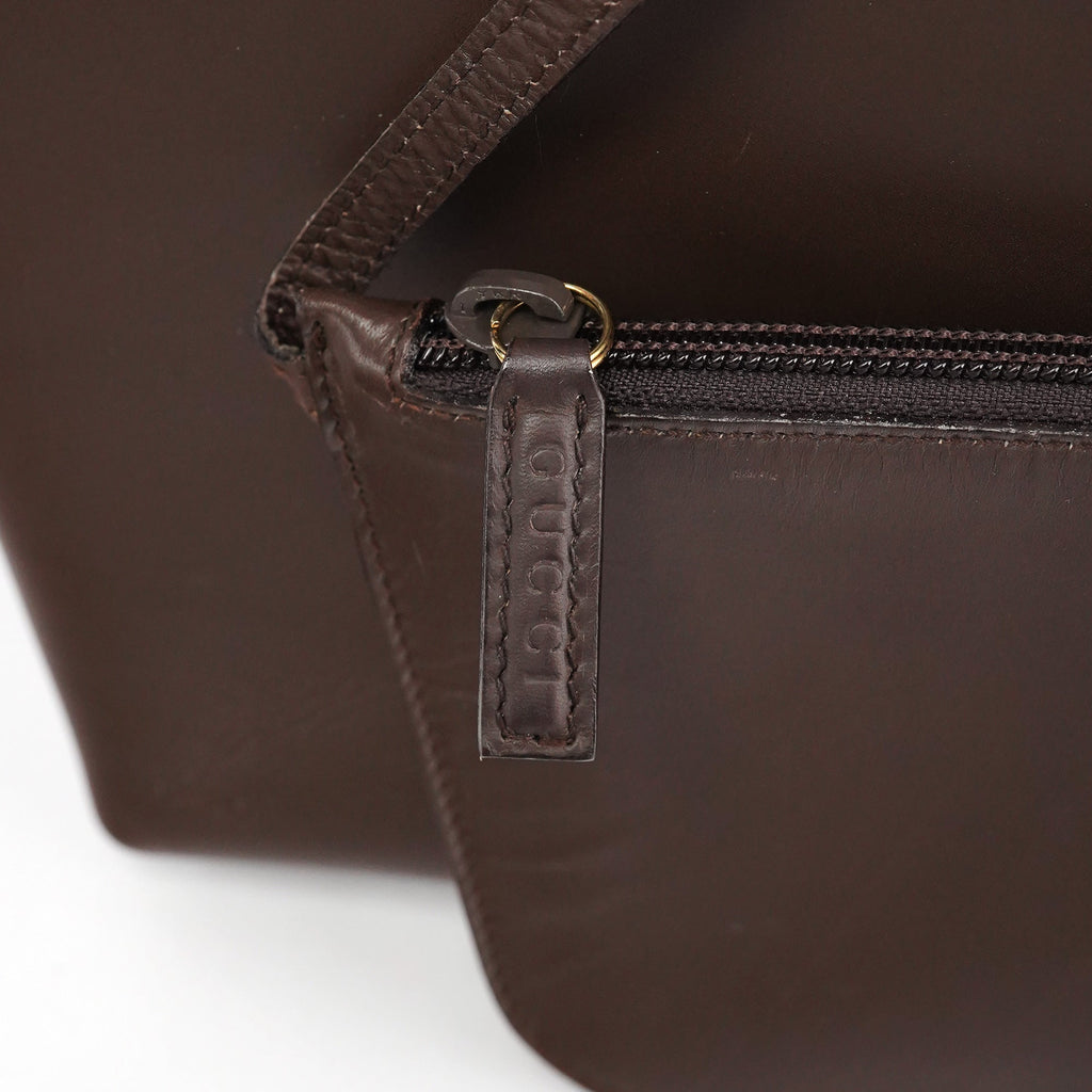 Brown Leather Bamboo Shoulder Bag