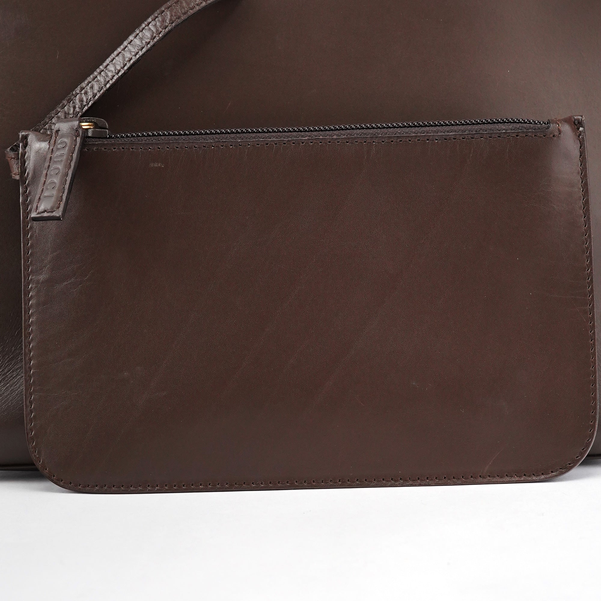 Brown Leather Bamboo Shoulder Bag