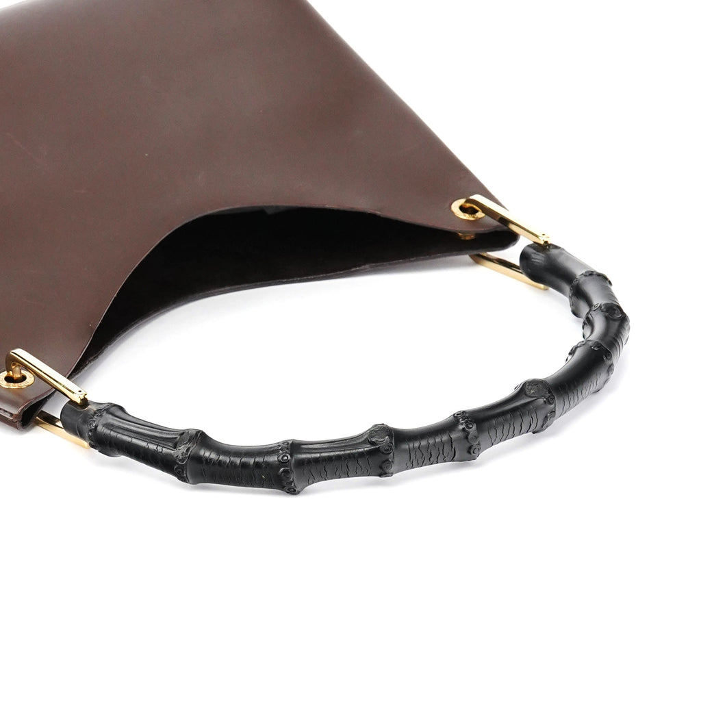 Brown Leather Bamboo Shoulder Bag