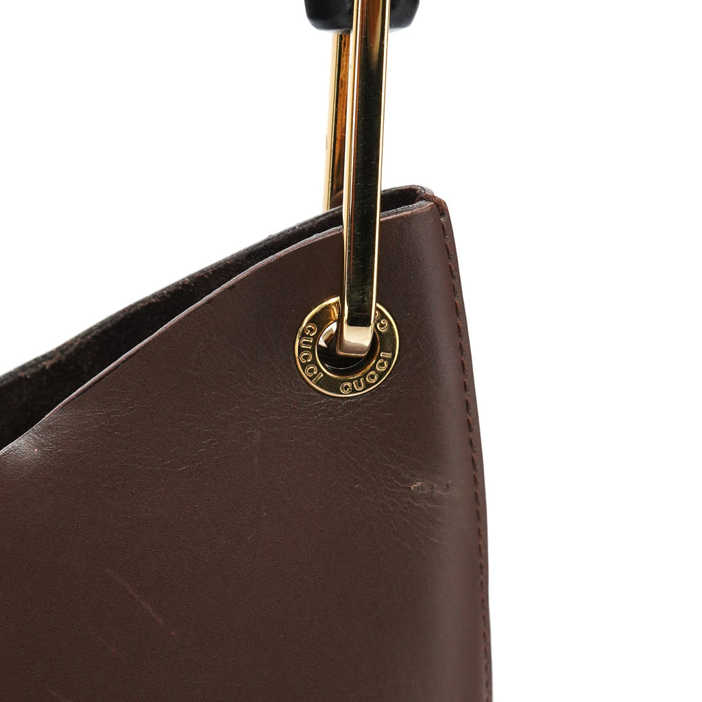 Brown Leather Bamboo Shoulder Bag