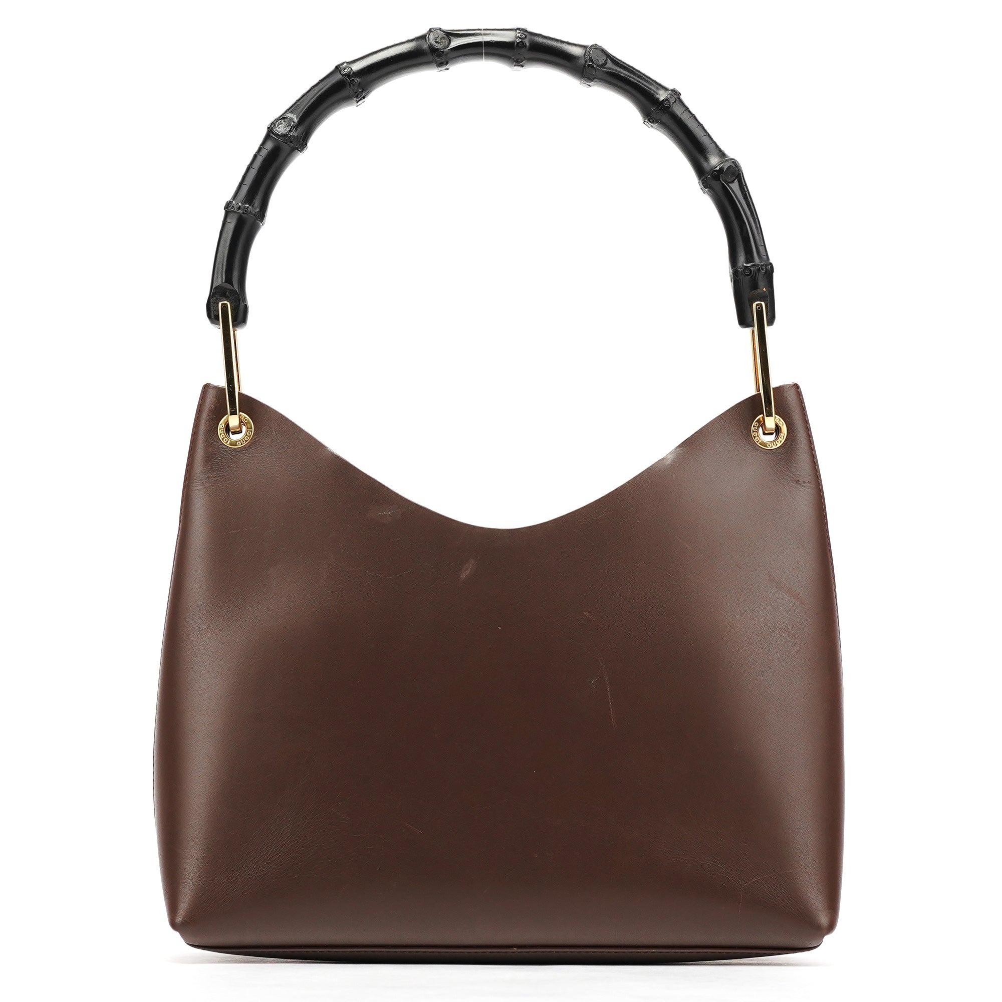 Brown Leather Bamboo Shoulder Bag