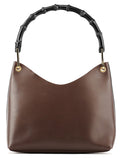 Brown Leather Bamboo Shoulder Bag